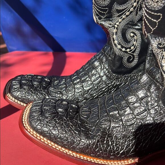 Ferrini Western Boots Mens Cowboy Caiman Gator Print Black 40393-04 Size 8D NWT - Picture 13 of 16